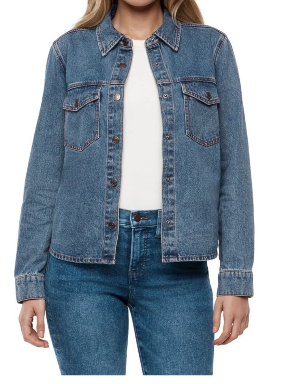 NWT Express 100% Cotton Denim Trucker Jacket - Medium Blue - Small